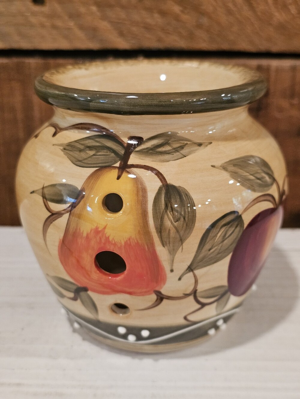 ๐ Vintage Casa Vero By ACK Hand-painted Ceramic Wax Tart Warmer In Fruit Motif - Picture 2 of 8